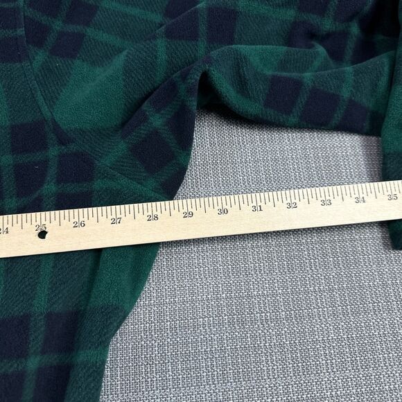 Lands End Fleece Robe Mens XL (46-48) Green Blue Plaid Comfort Lounge Belted - Picture 6 of 10